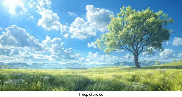 Peaceful Summer Meadow Landscape Illustration