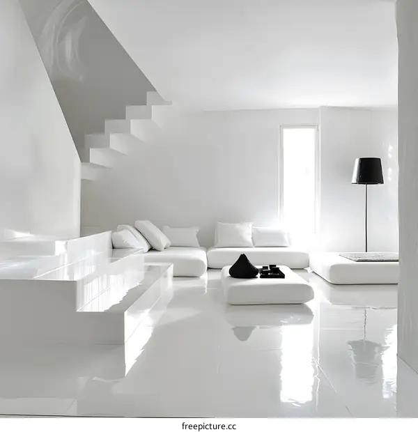 White Minimalist Interior Design With Modern Furniture