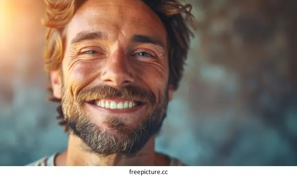 Smiling Caucasian Man Close-up Portrait
