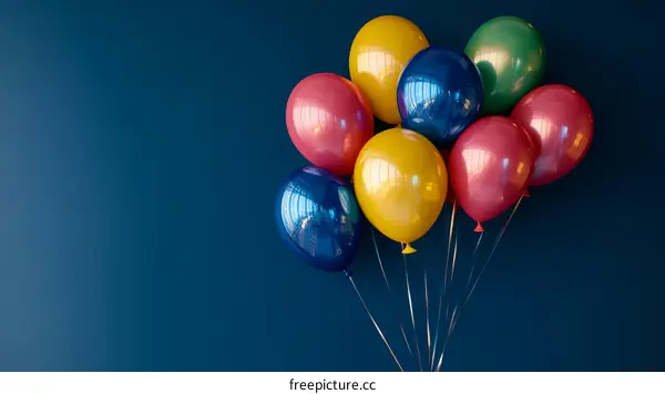 Colorful Bunch of Party Balloons Against a Dark Background