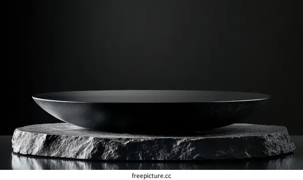 Modern Minimalist Black Bowl on Stone Display