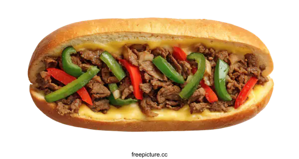 [Transparent Background PNG]Delicious Philly Cheesesteak Sandwich