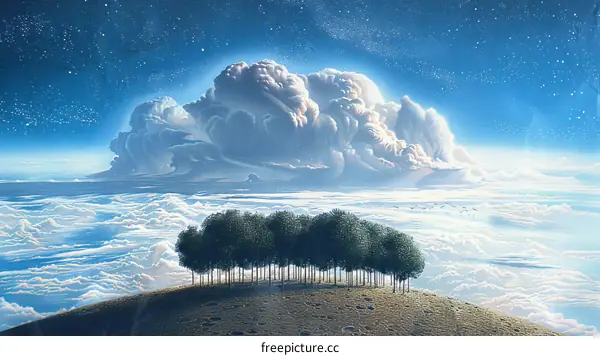 Dreamlike Landscape with Trees and Storm Clouds