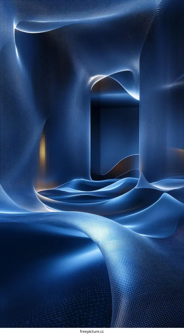 Abstract Interior Design with Blue Mesh