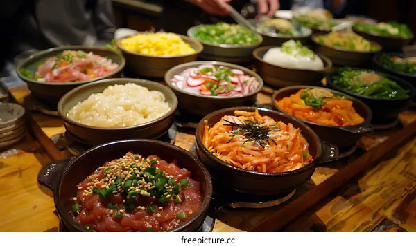 Variety of Korean side dishes