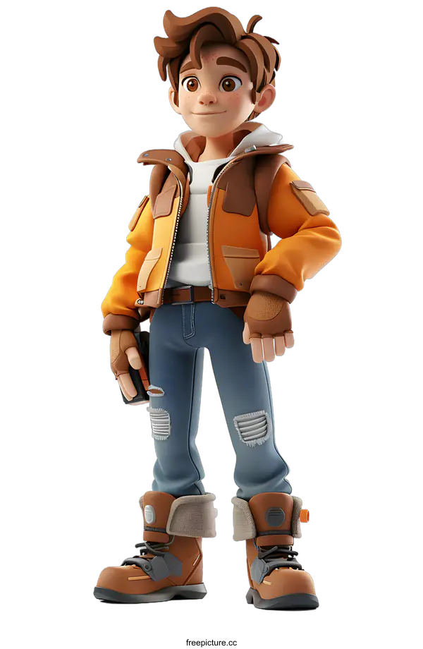 [Transparent Background PNG]3D Cartoon Boy Ready for Adventure