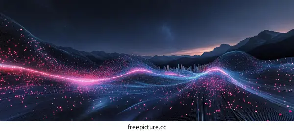 Abstract Digital Cityscape at Dawn