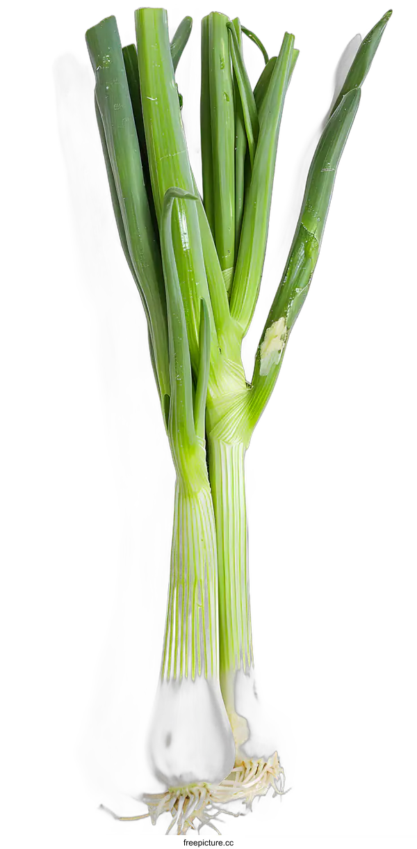 [Transparent Background PNG]Fresh Green Scallions Isolated on White Background