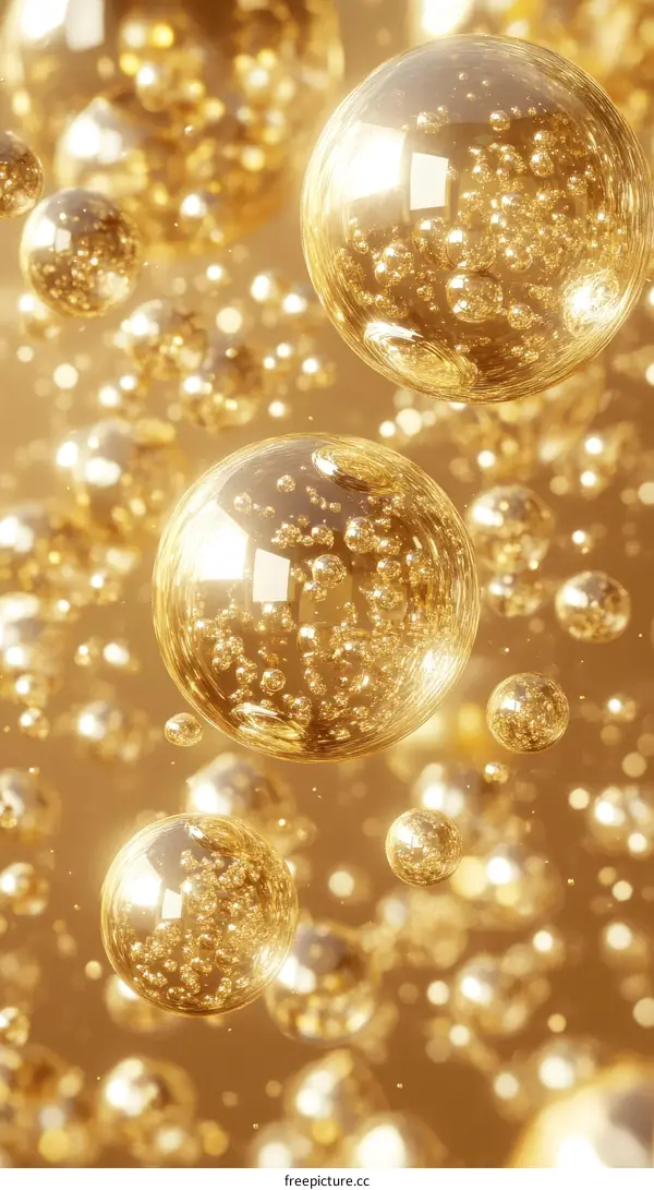 Golden Bubbles Abstract Illustration
