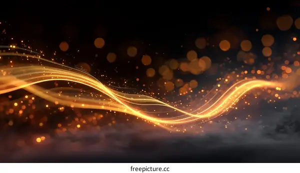 Abstract Golden Light Lines Background Design