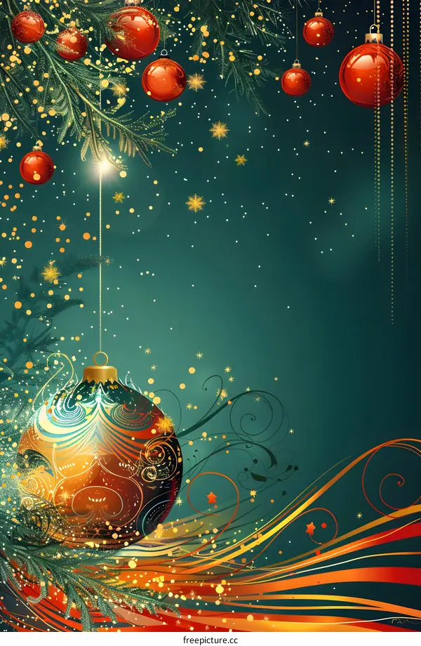 Christmas background with hanging ornaments