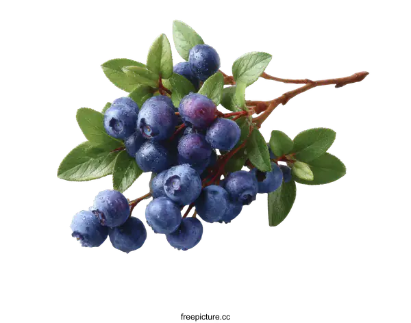 [Transparent Background PNG]Fresh Blueberries on a Branch