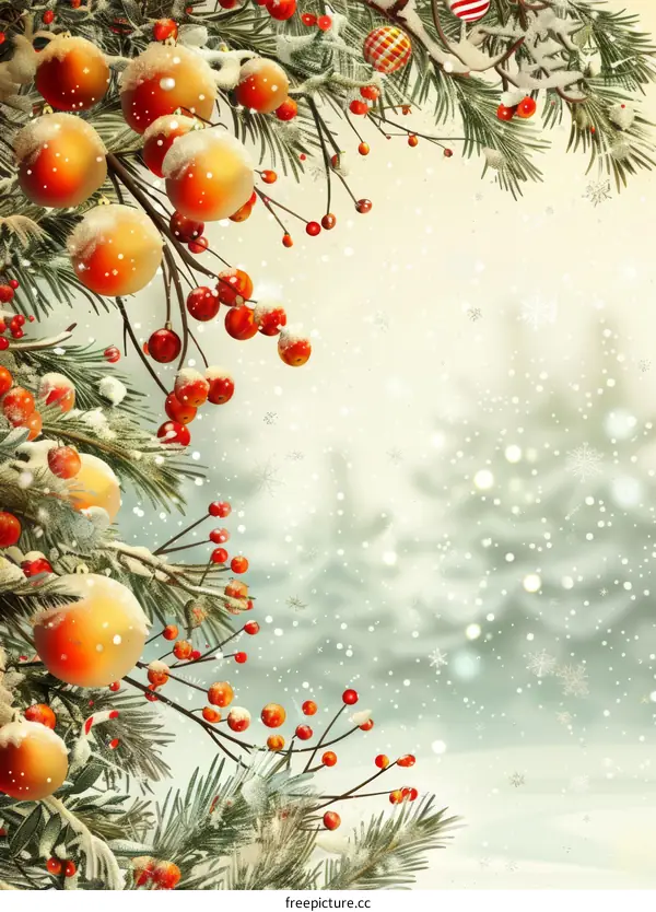 Festive Christmas Tree Branches with Decorations