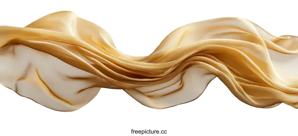 [Transparent Background PNG]Golden Fabric Flowing Gracefully
