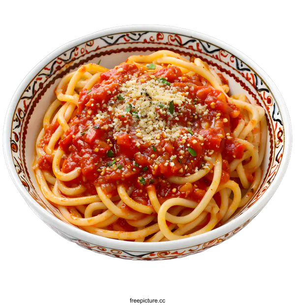 [Transparent Background PNG]Bowl of Spaghetti with Tomato Sauce