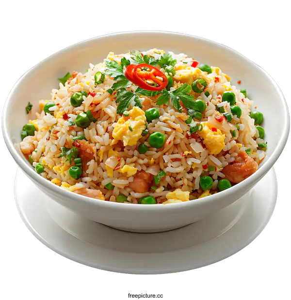 [Transparent Background PNG]Bowl of Fried Rice with Vegetables and Meat
