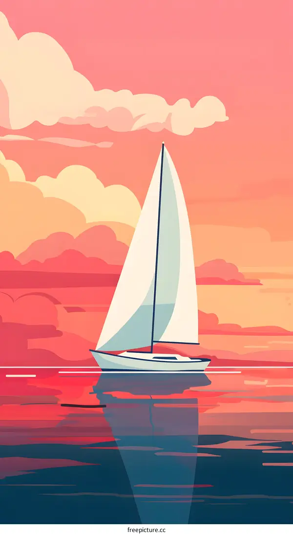 Sailboat on the Sea at Sunset