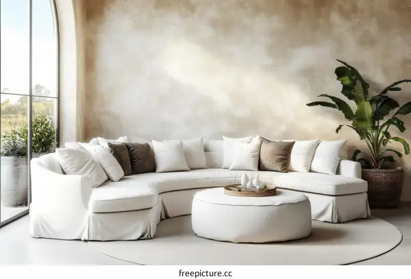 Modern Beige Living Room Interior Design