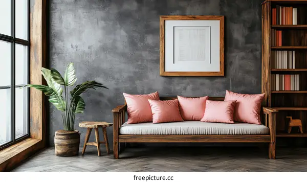 Rustic Living Room Interior Design Illustration