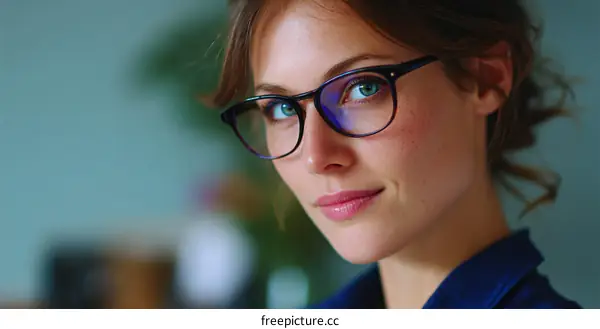 Closeup Portrait of a Woman Wearing Glasses