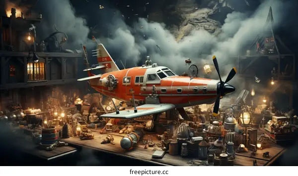 Retro Futurism Junk Shop Airplane: A Steampunk Fantasy