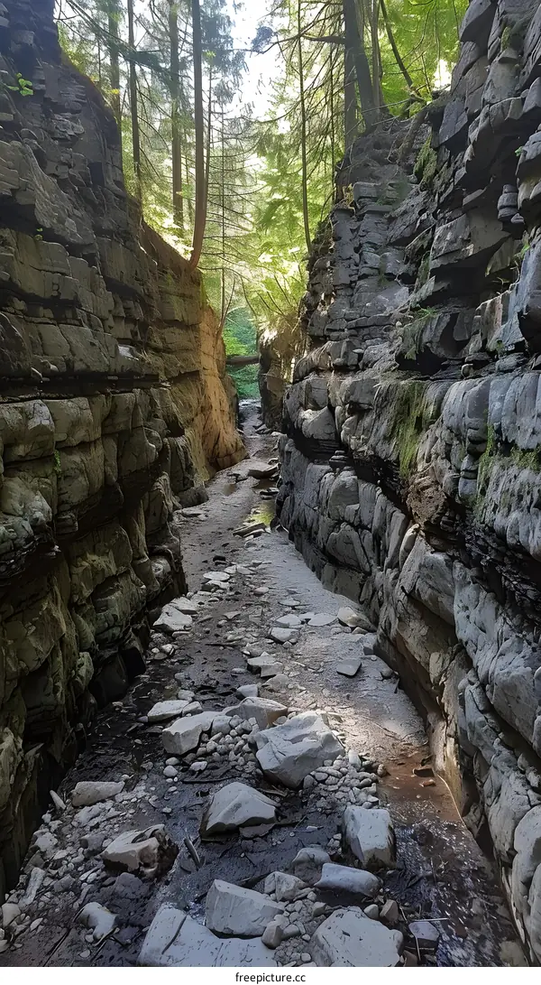 Narrow River Through a Canyon