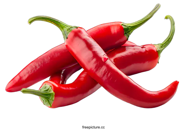 [Transparent Background PNG]Fresh Red Chili Peppers on White Background