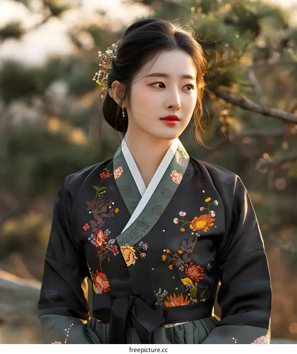 Portrait of a young woman in a hanbok