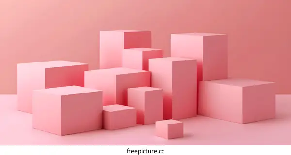 Pink Cubes Abstract Minimalist Background