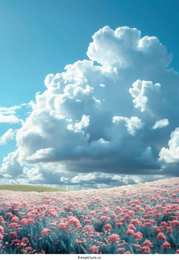 Colorful Field Under a Dramatic Sky