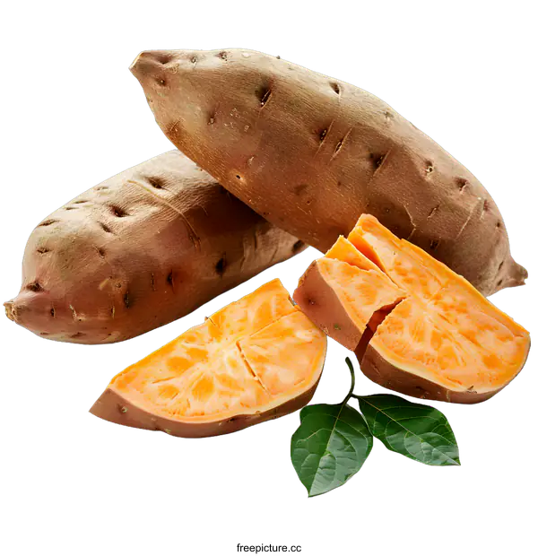 [Transparent Background PNG]Freshly Harvested Sweet Potatoes on White