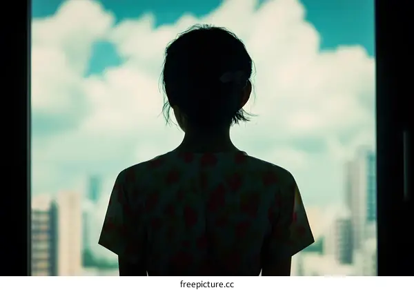 Silhouette of a Woman Looking Out a Window