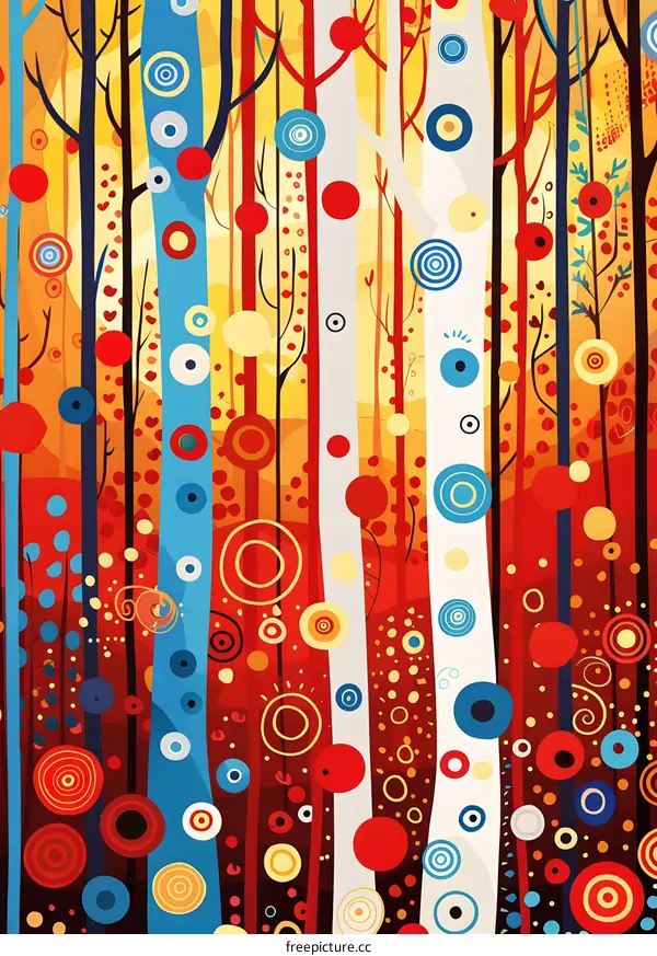 Abstract Painting Colorful Forest Landscape
