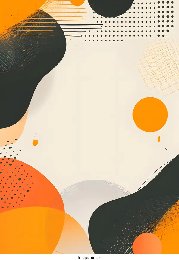 Abstract Geometric Background with Orange and Black Shapes