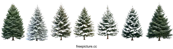 [Transparent Background PNG]Winter Christmas Trees with Snow