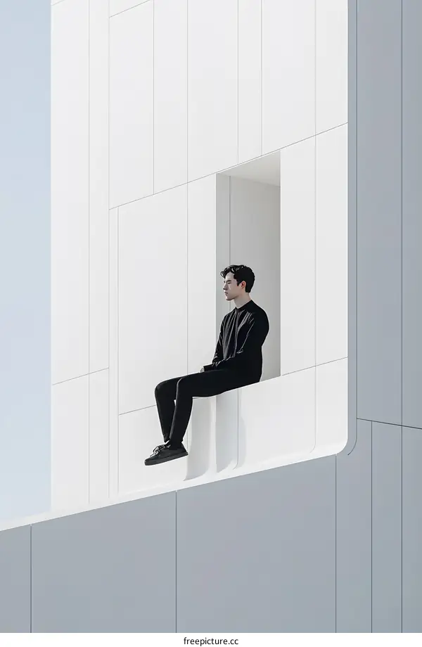 Man Sitting On A White Building Edge