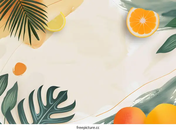 Tropical Summer Fruit Background Illustration
