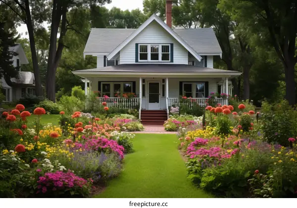 A beautiful home with a lush garden