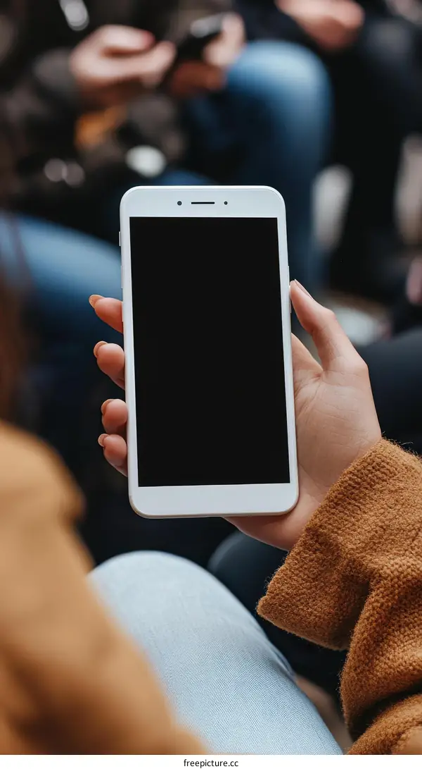 Closeup of a Person Holding a Blank Smartphone