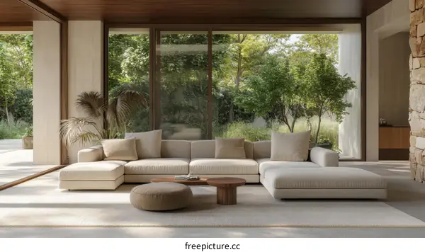 Modern Minimalist Living Room Design with Sectional Sofa