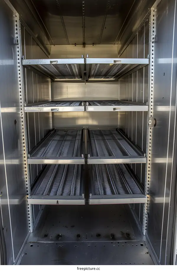 Stainless Steel Industrial Oven Interior with Shelving