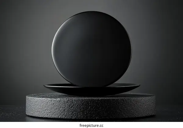 Stylish Black Plates on a Dark Display