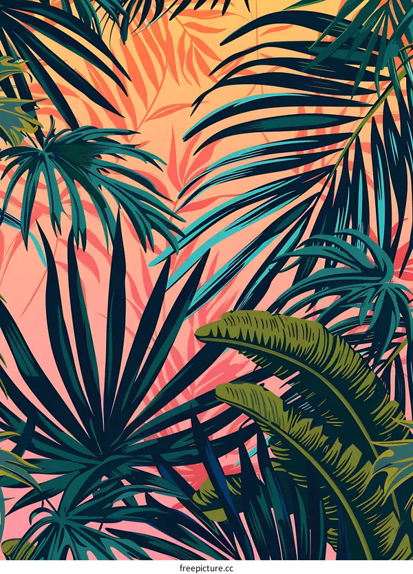 Tropical Leaves Pattern Background