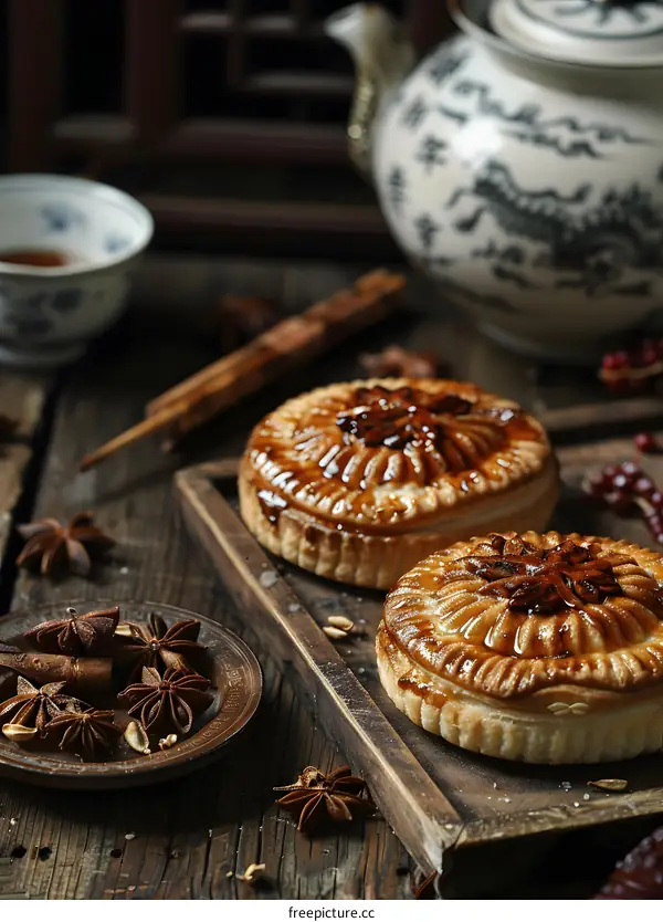 Delicious Chinese Pastry with Star Anise and Tea