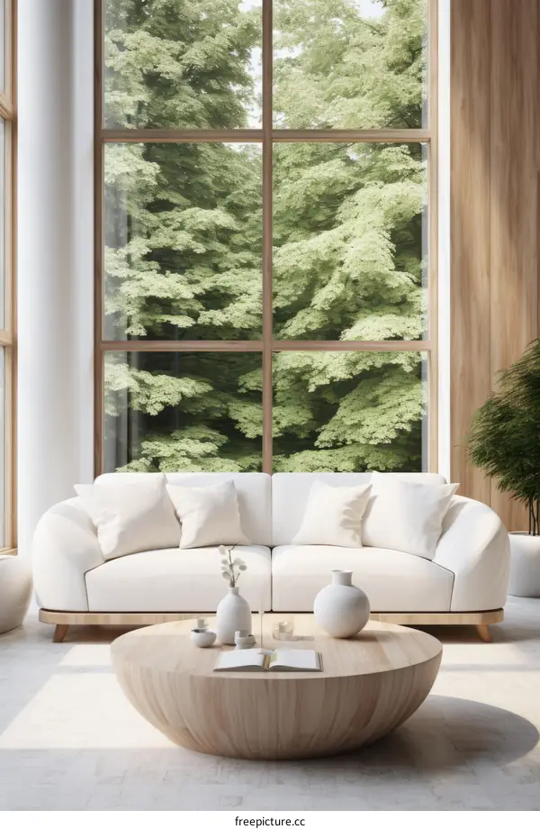 Modern Living Room with Large Windows and White Sofa