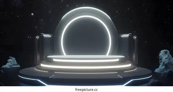 Futuristic Sci Fi Stage With Glowing Lights