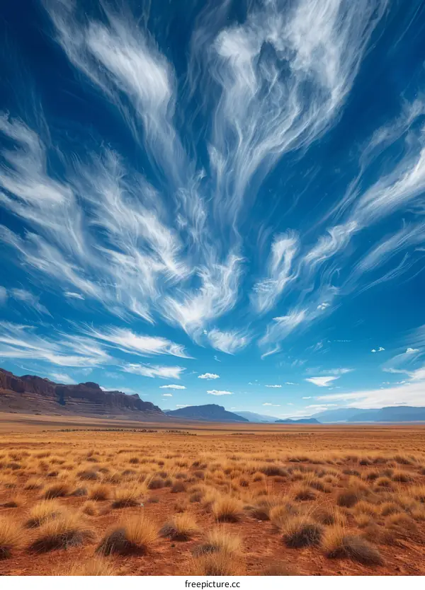 Cirrus Clouds Over a Desert Landscape