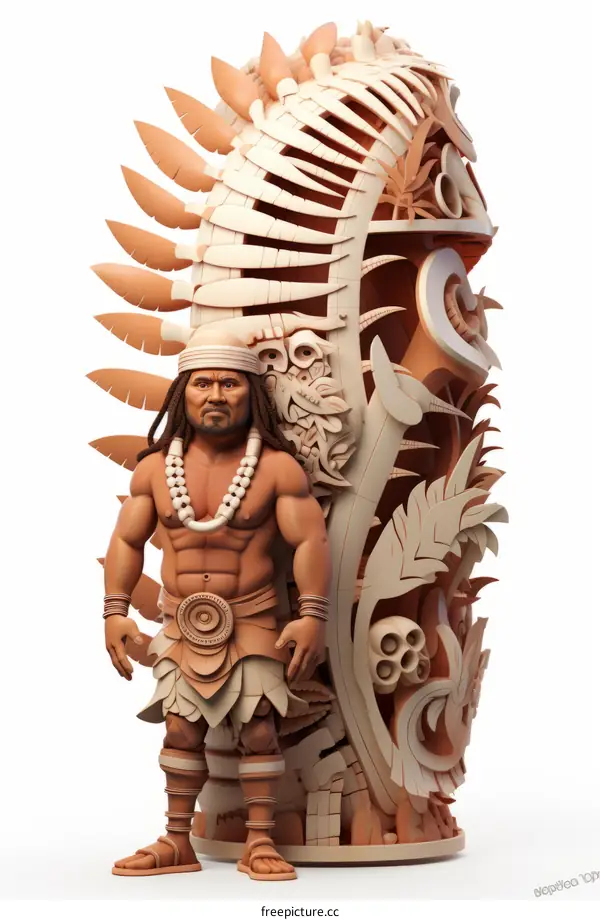 3D Render of Polynesian God Statue