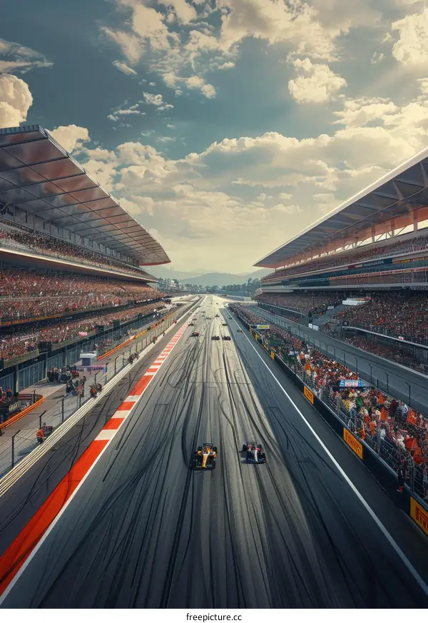 Formula One Cars Racedown the Track