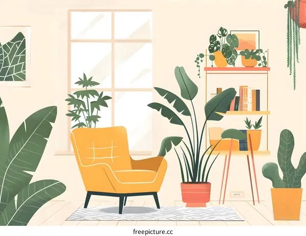 Cozy Living Room Interior Design with Plants